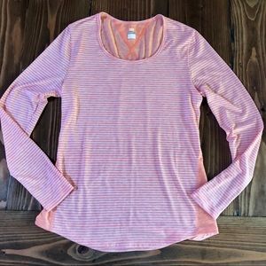 LUCY Long Sleeve Striped Coral Workout Tee